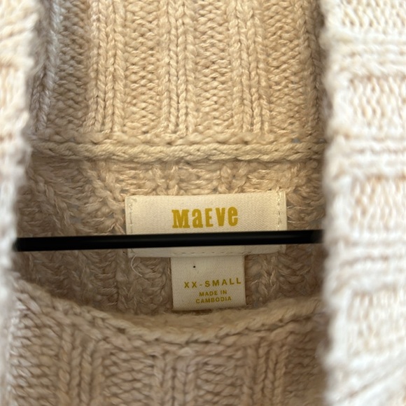 ANTHROPOLOGIE - MAEVE tan chunky knit the Dakota over size turtleneck sweater - Picture 9 of 11